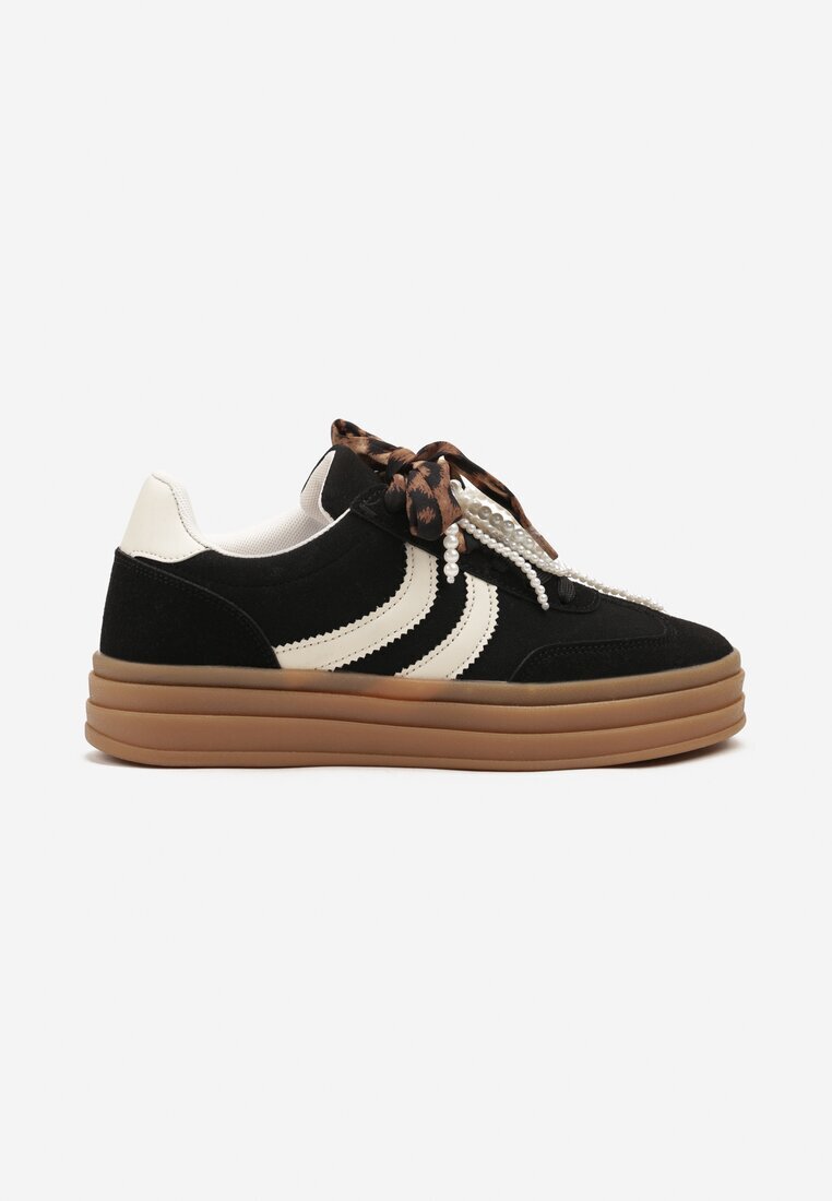 be.sport Adidași Negri Tenisi pe platformă embosată decorați cu perle Ashinne