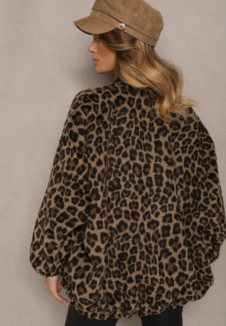 belcci Bluză Maro cu In Oversize cu Imprimeu leopard Tinnestira