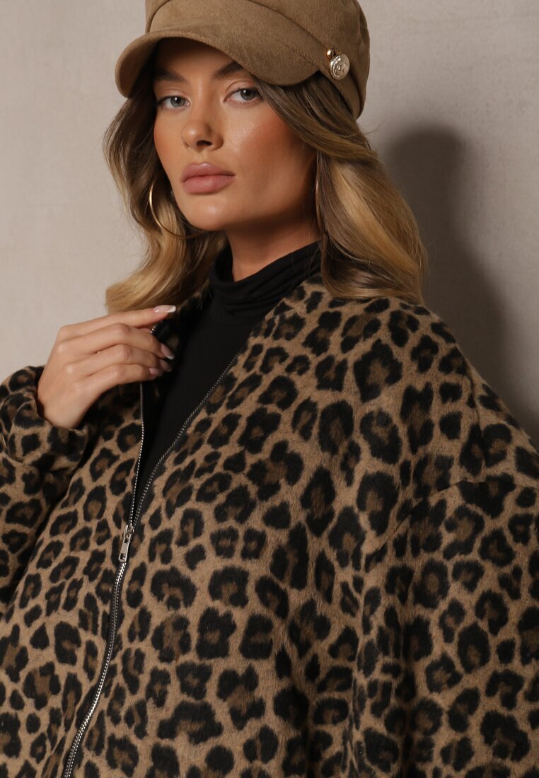 belcci Bluză Maro cu In Oversize cu Imprimeu leopard Tinnestira