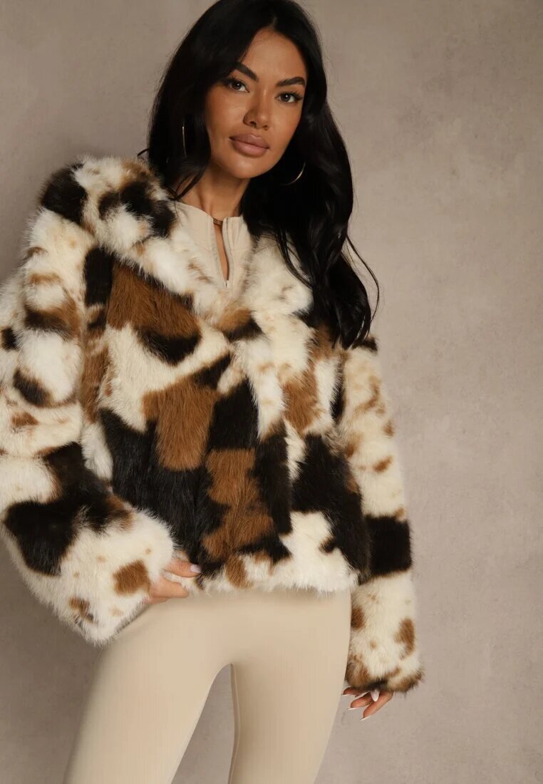 belcci Jachetă Maro-Bej Dublă de blană artificială Oversize Nenalla