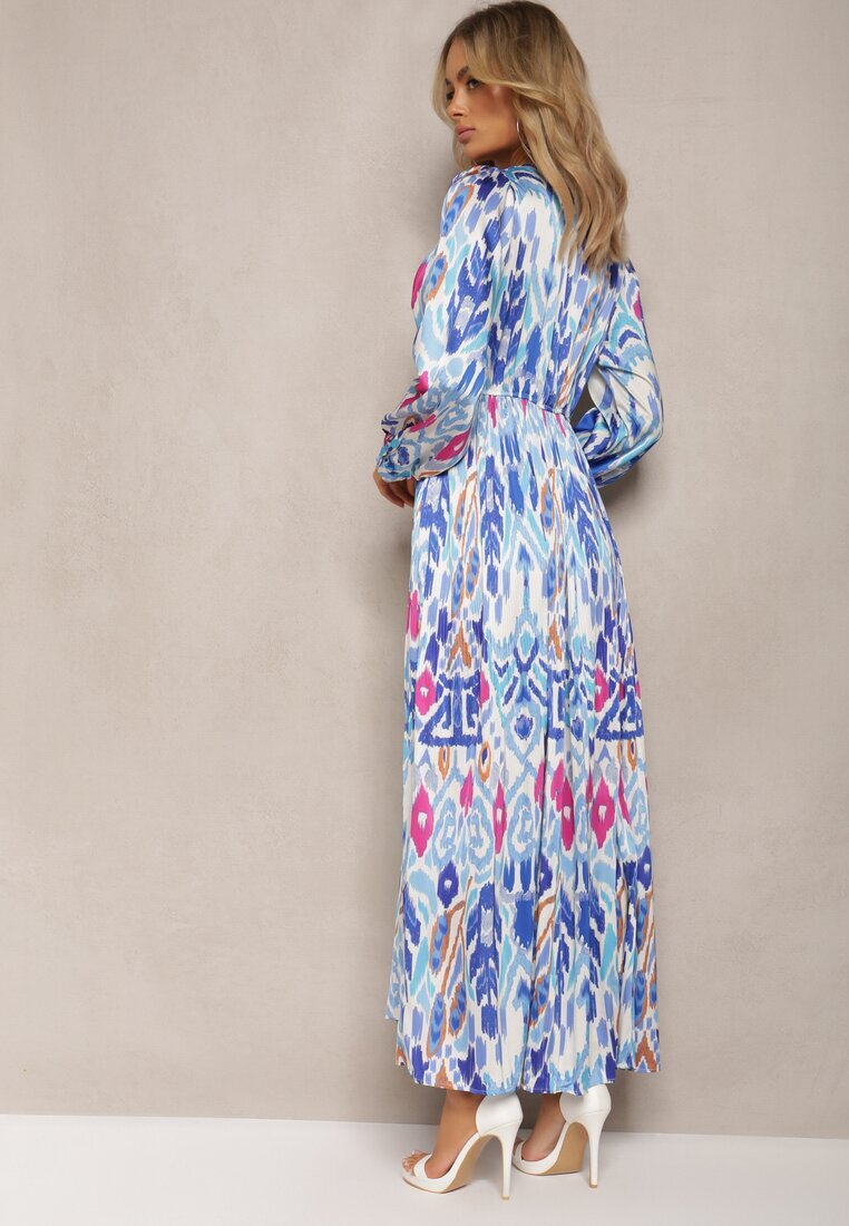belcci Rochie Albastră Evazată cu elastic în talie în stil Boho Mizza