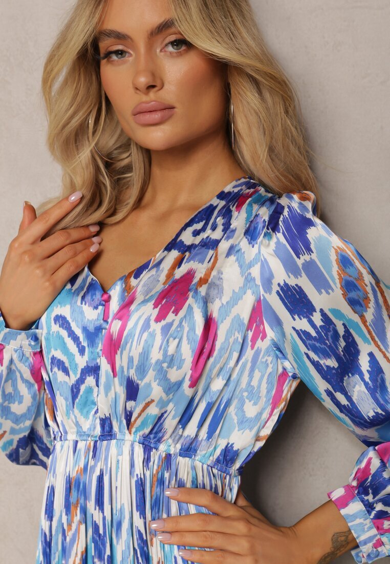 belcci Rochie Albastră Evazată cu elastic în talie în stil Boho Mizza