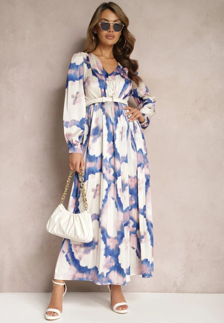 belcci Rochie Bej-Violet Maxi De satin cu croi evazat Velian