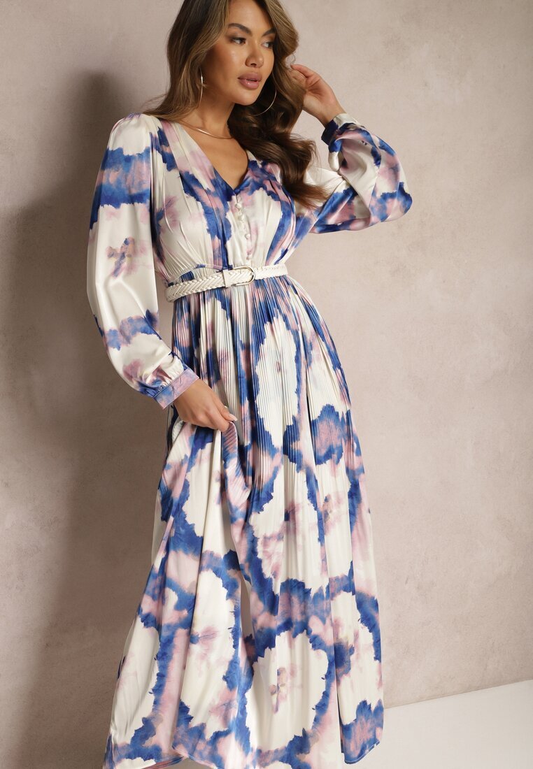 belcci Rochie Bej-Violet Maxi De satin cu croi evazat Velian