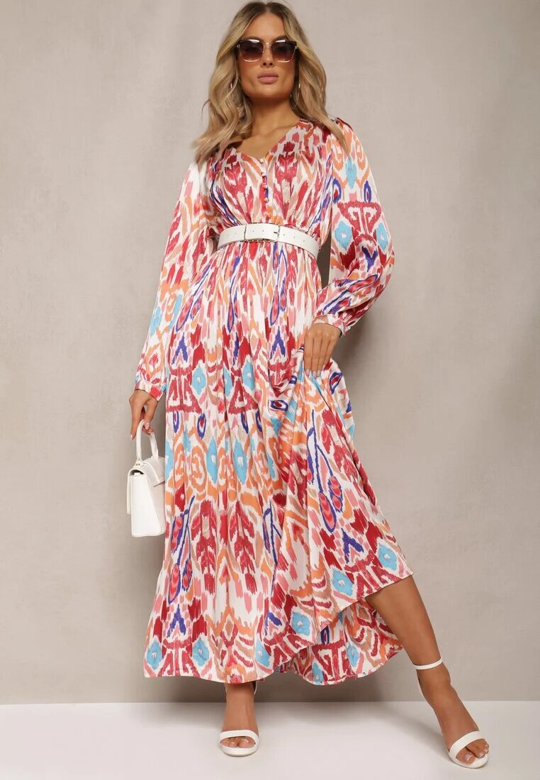 belcci Rochie Bordo Cloș cu bandă elastică în talie în stil Boho Mizza