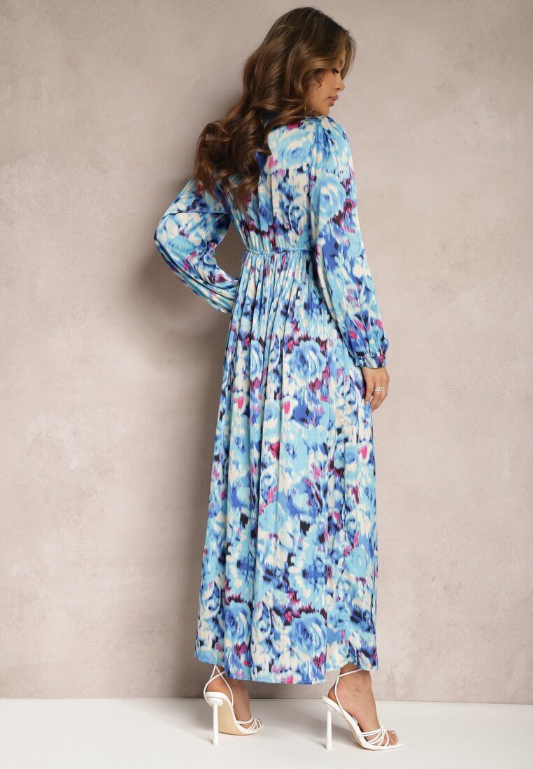 belcci Rochie de satin maxi cambrată bleumarin cu imprimeu abstract Arcadina