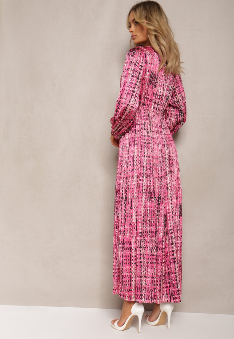 belcci Rochie Fucsia Plisată Maxi Decorată cu model în stil tweed Juvioa