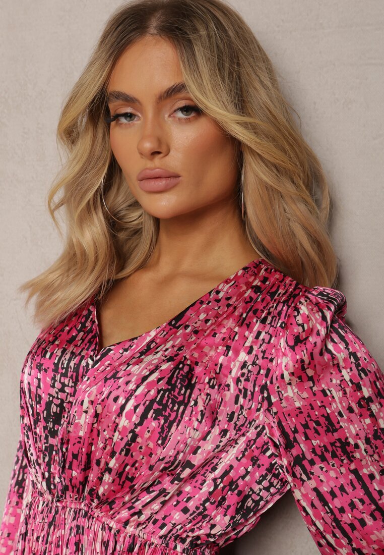 belcci Rochie Fucsia Plisată Maxi Decorată cu model în stil tweed Juvioa