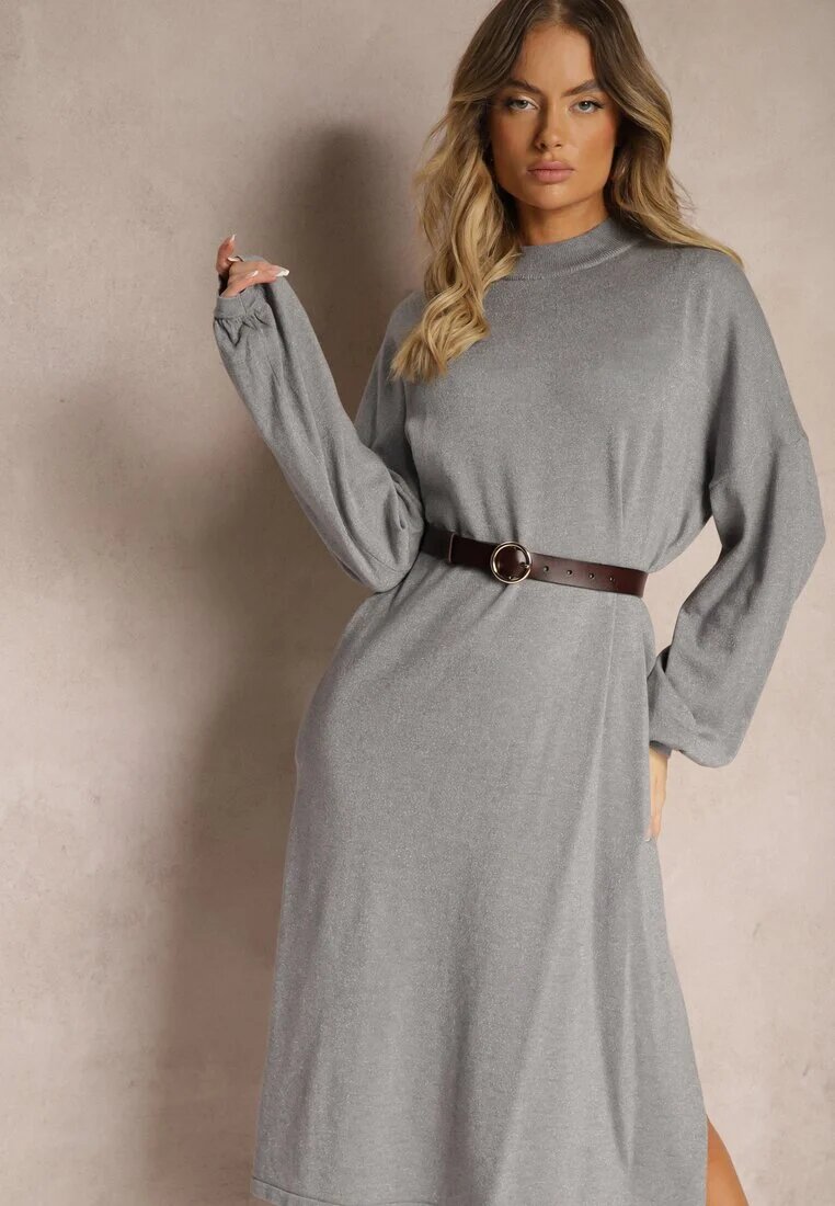 belcci Rochie Gri cu vâscoză croială boxy cu fir metalic Arkiria