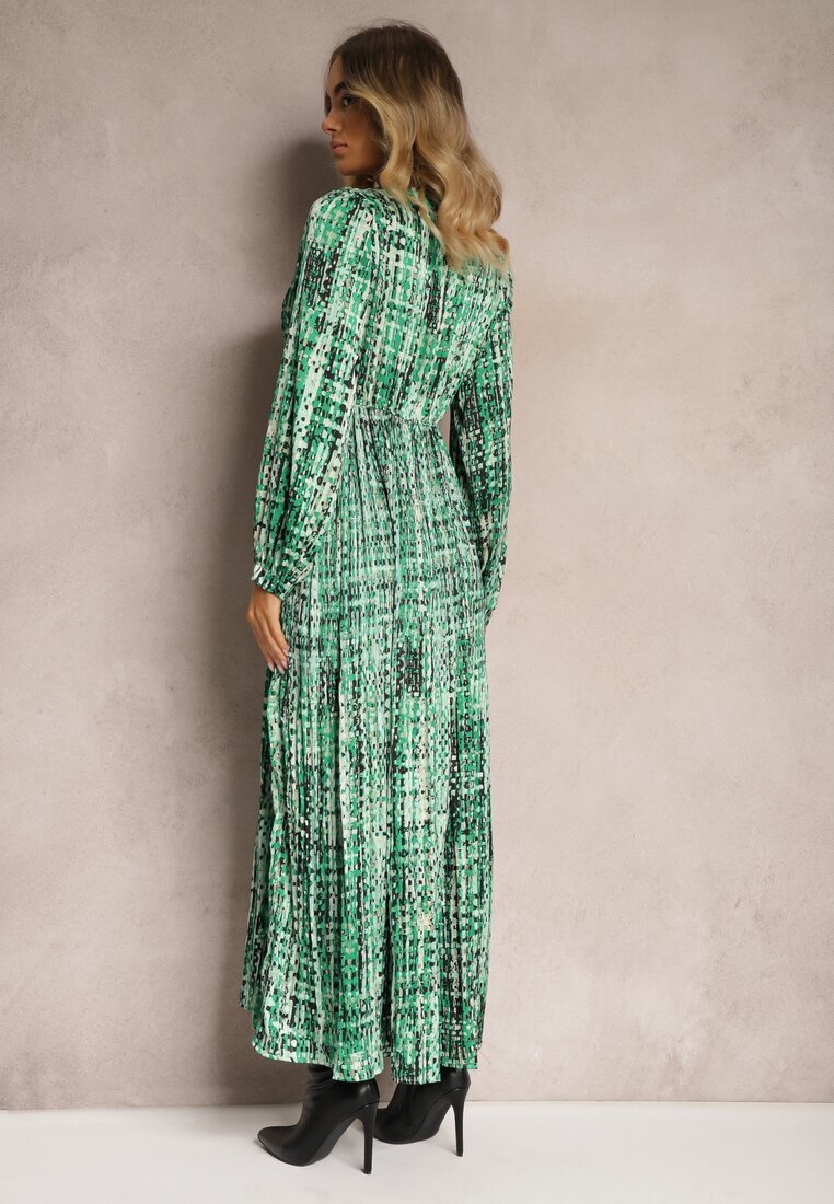 belcci Rochie Plisată Maxi Verde Decorată Cu Model În Stil Tweed Juvioa