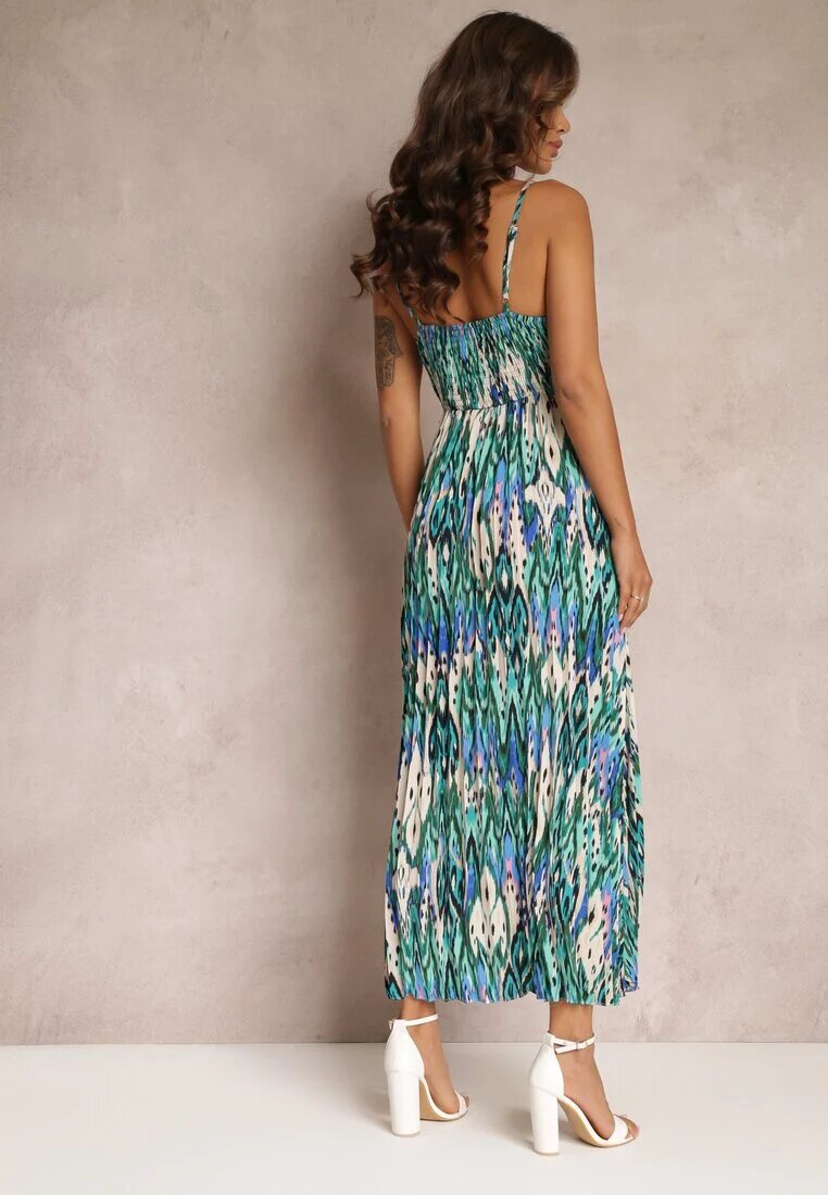 belcci Rochie Plisată Verde Maxi cu elastic în talie și decolteu petrecut Iralle