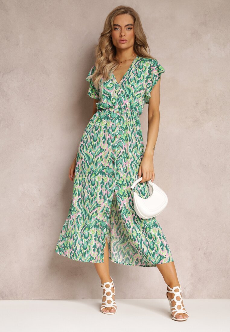 belcci Rochie Verde Maxi Clos cu Decolteu Petrecut și Elastic în Talie Yllia
