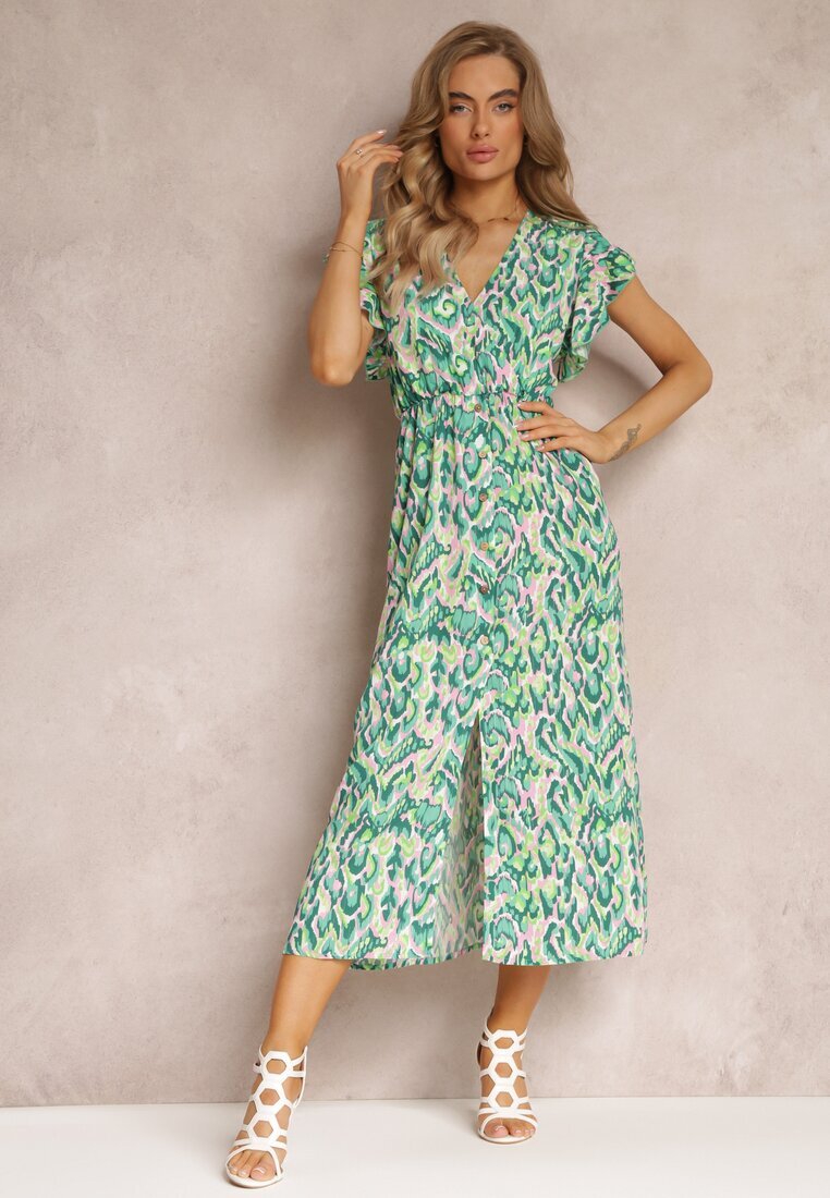 belcci Rochie Verde Maxi Clos cu Decolteu Petrecut și Elastic în Talie Yllia
