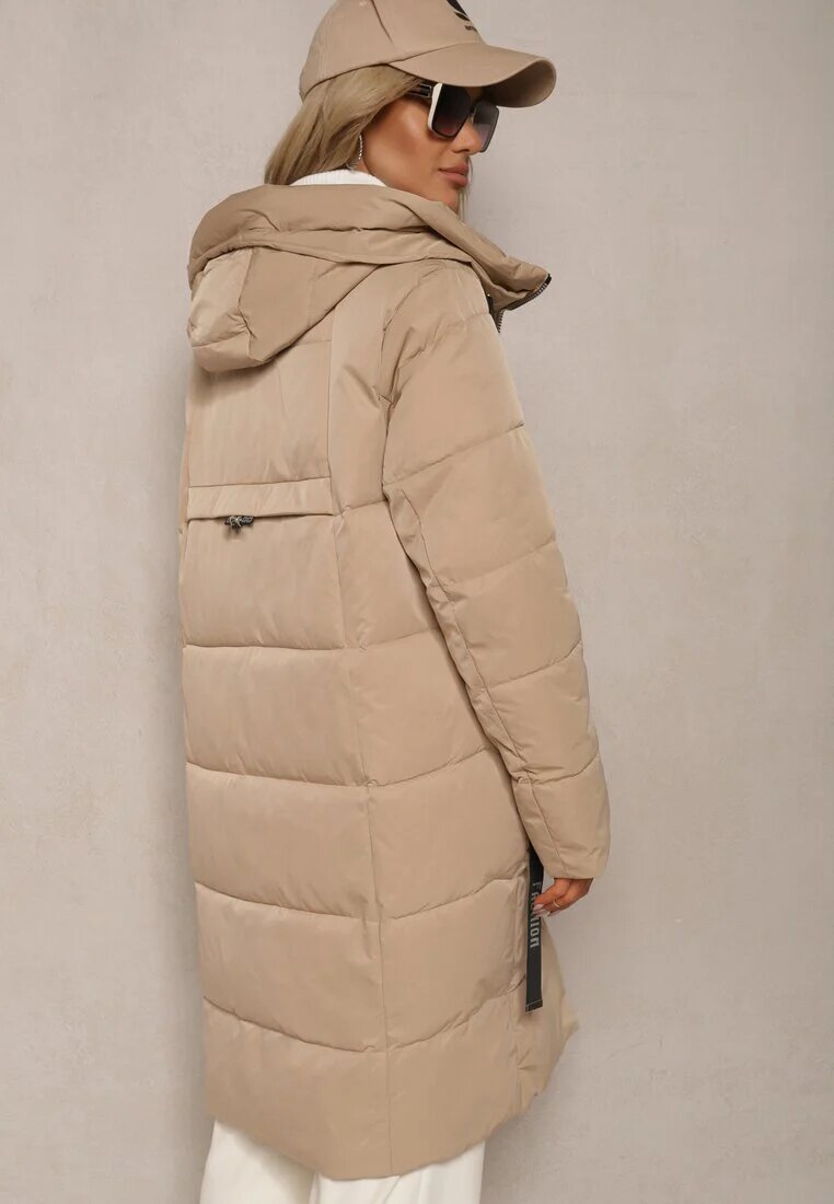 bh forever Geacă Bej închis matlasată cu croială dreaptă cu glugă și buzunare și fermoar decorativ Mirimae