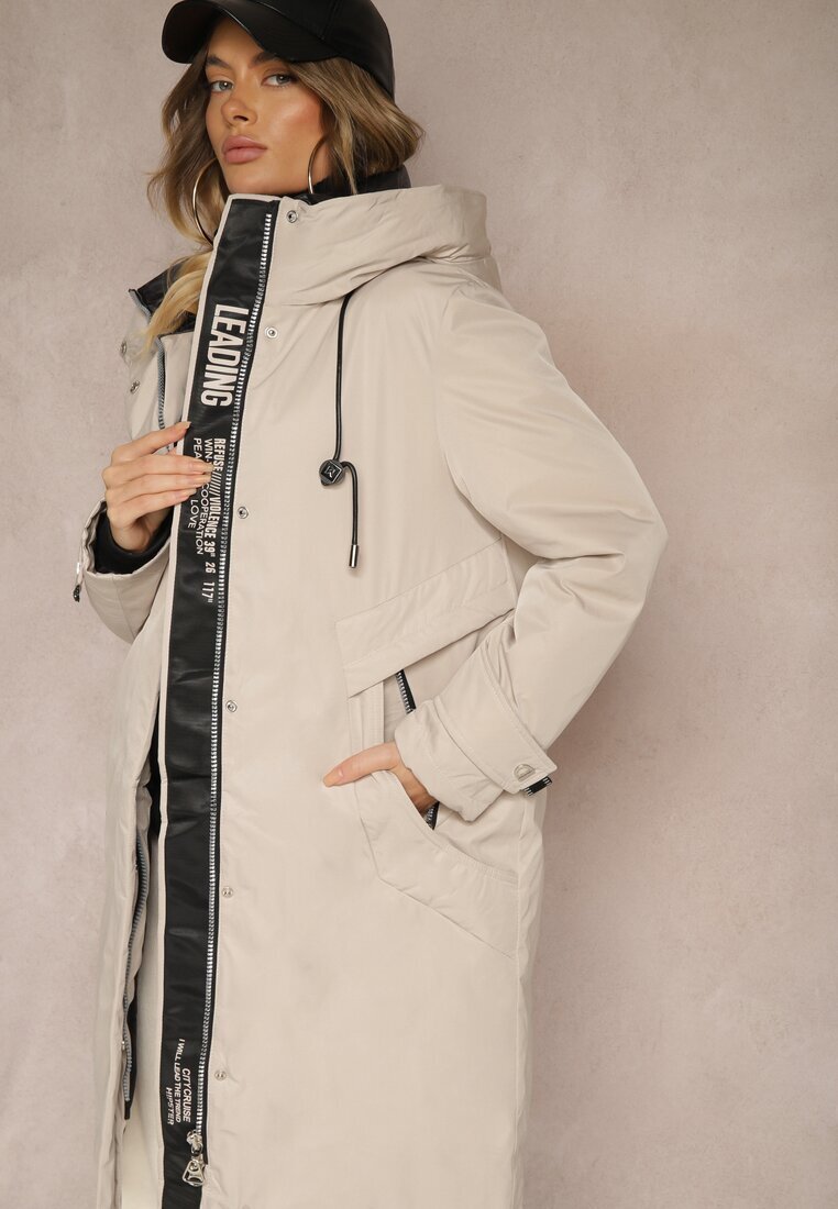 bh forever Jachetă Parka Bej cu Croială Boxy cu Glugă și Buzunare Kaionna