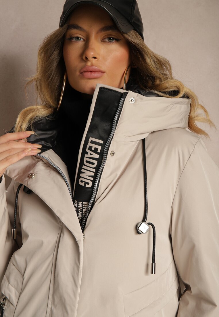 bh forever Jachetă Parka Bej cu Croială Boxy cu Glugă și Buzunare Kaionna