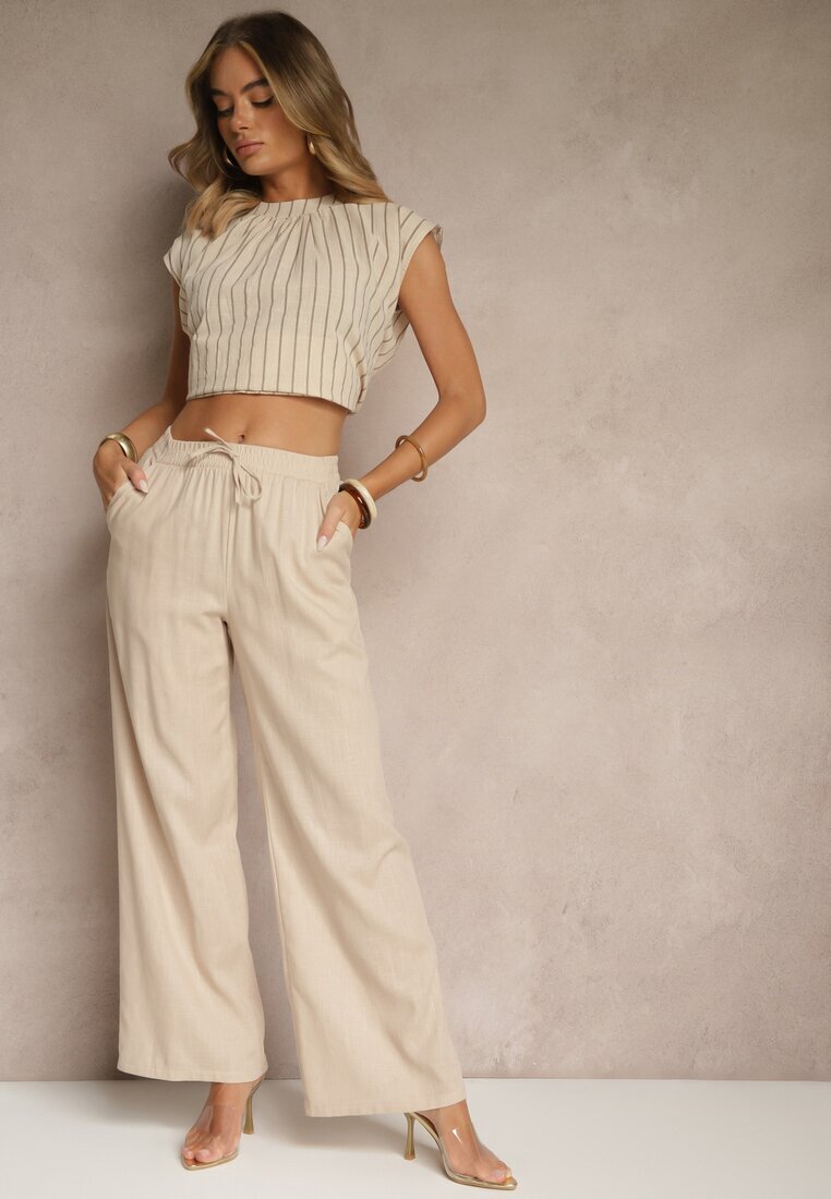 bh forever Pantaloni Bej deschis din in croi larg cu elastic în talie Filarive