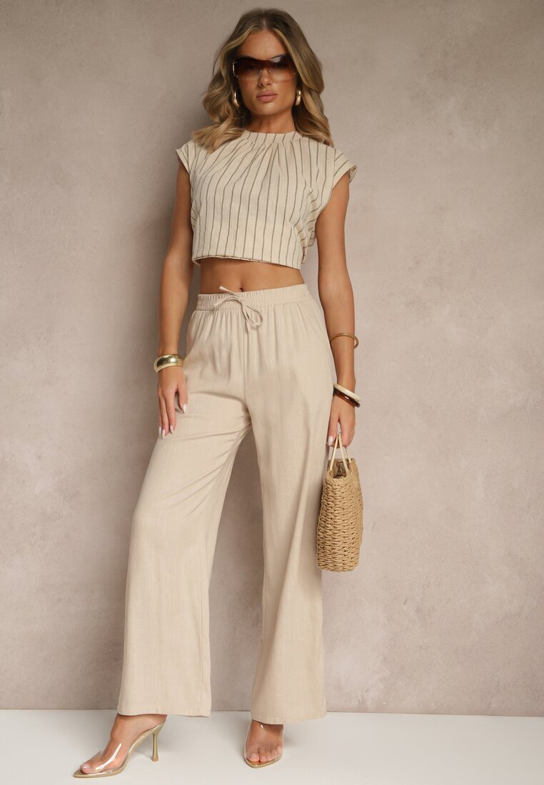 bh forever Pantaloni Bej deschis din in croi larg cu elastic în talie Filarive