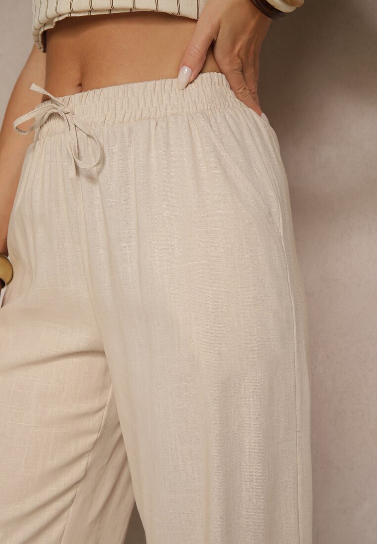 bh forever Pantaloni Bej deschis din in croi larg cu elastic în talie Filarive