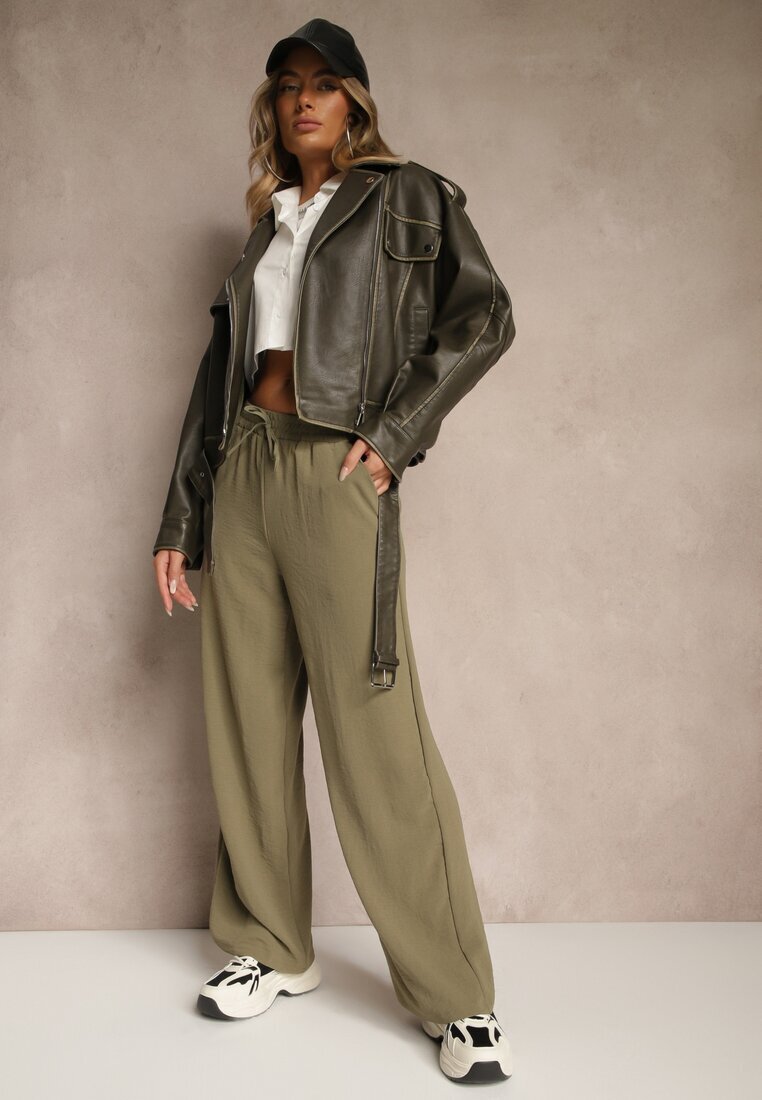 bh forever Pantaloni Verde închis Largi cu craci ampi cu lanț în loc de șnur Ostaria