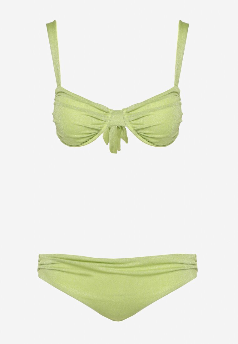  Bikini din două piese verde deschis Sutien cu legătură la spate Chilot tip slip Tiamarla