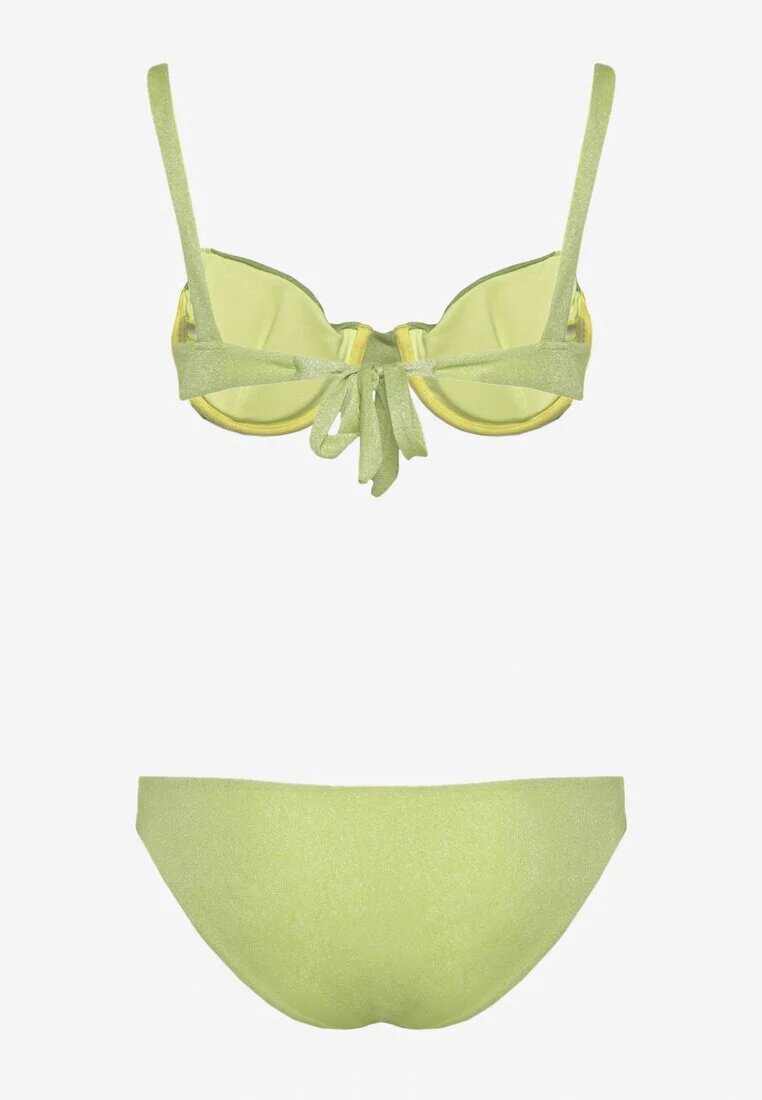  Bikini din două piese verde deschis Sutien cu legătură la spate Chilot tip slip Tiamarla