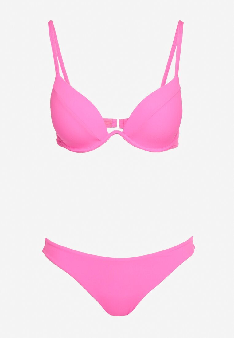  Bikini Fucsia Sutien Intărit cu Închidere la Spate și Chiloți Tip Slip Ermarie