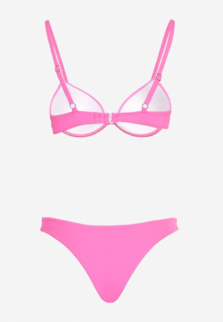  Bikini Fucsia Sutien Intărit cu Închidere la Spate și Chiloți Tip Slip Ermarie