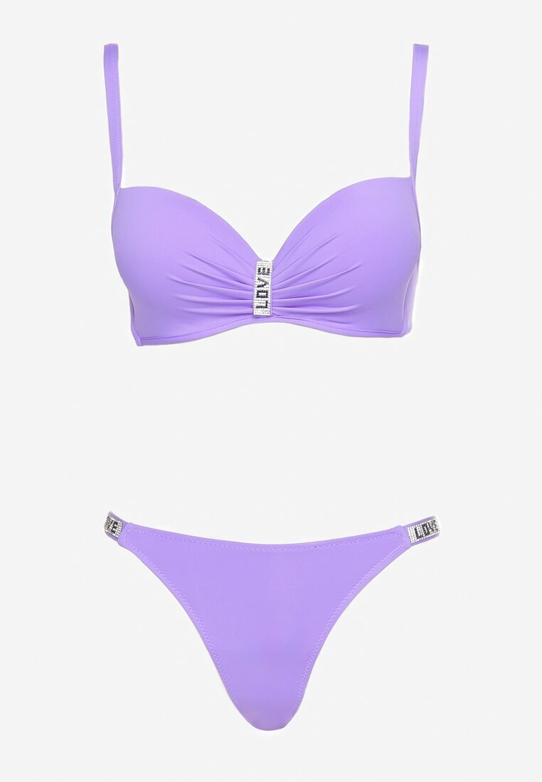  Bikini Mov cu Circonii și Bretele Reglabile Tloen