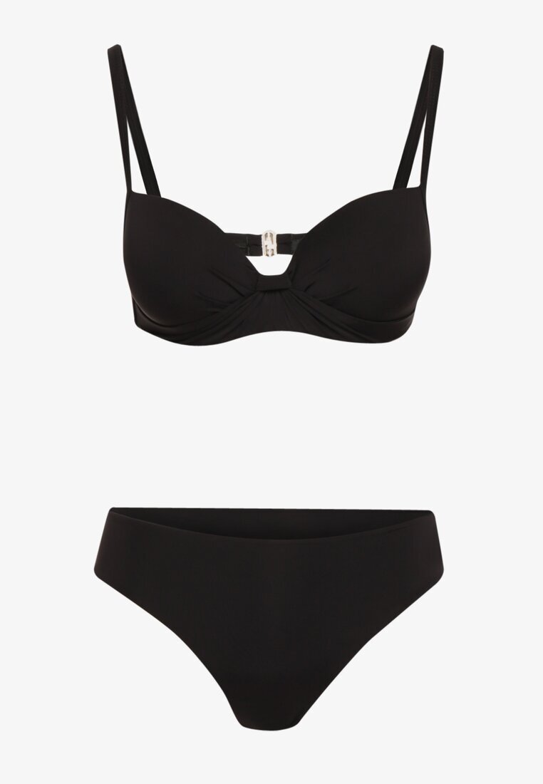  Bikini negru Set din două piese Sutien cu cupe întărite Chiloți tip figă Wistella