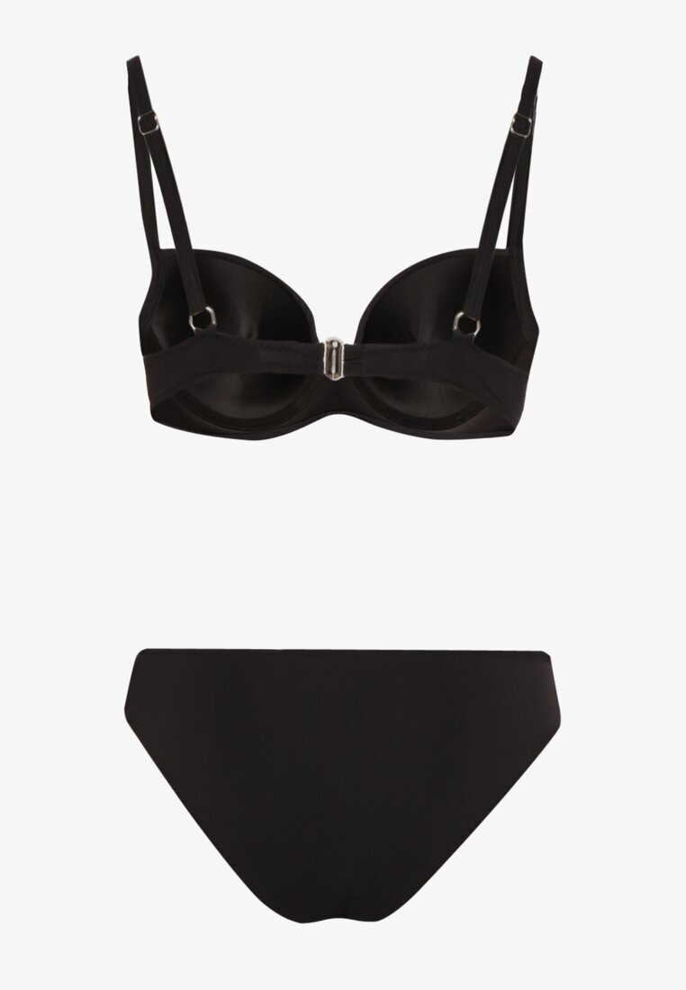  Bikini negru Set din două piese Sutien cu cupe întărite Chiloți tip figă Wistella
