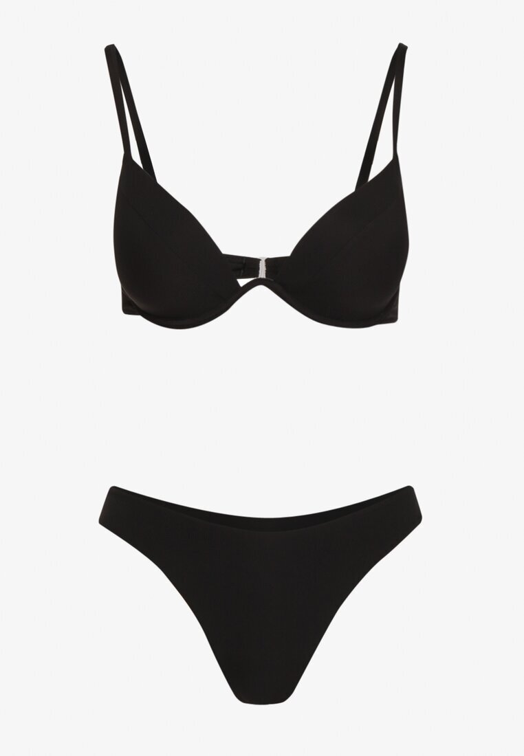  Bikini Negru Sutien întărit cu închidere la spate și Chiloți tip slip Ermarie