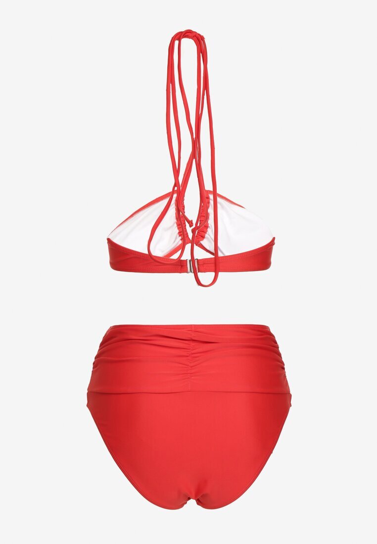  Bikini Roșu din 2 piese Sutien tip halter cu legătură Chiloți cu talie înaltă Nanselian