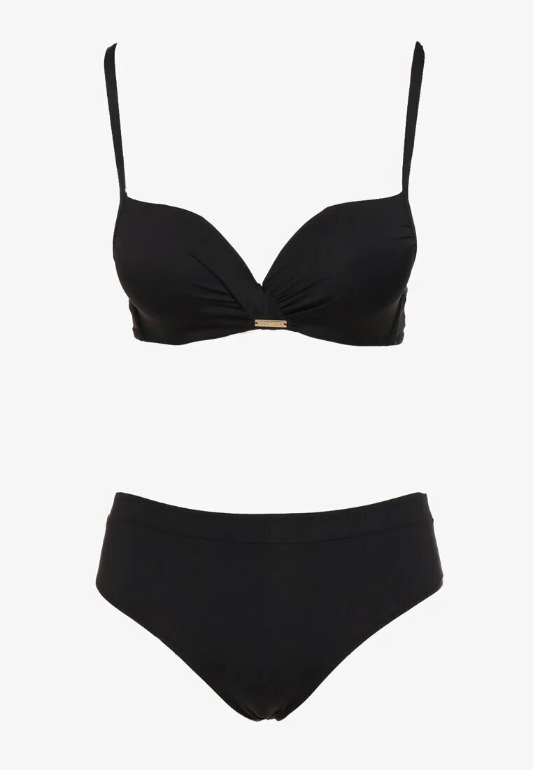  Bikini Sutien Push-Up și Slip Clasic Negru Pevbia
