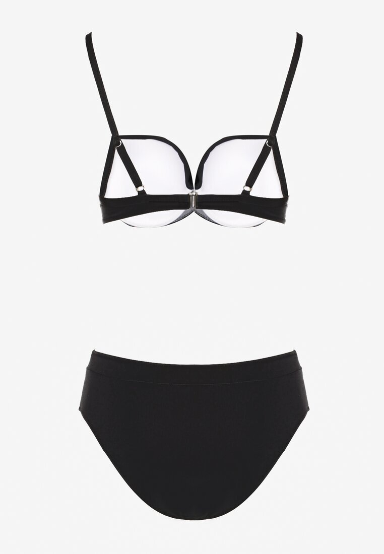  Bikini Sutien Push-Up și Slip Clasic Negru Pevbia