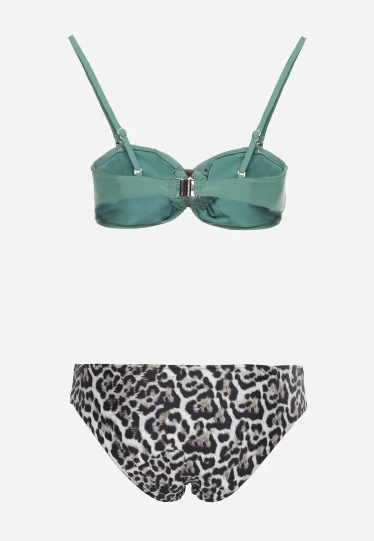  Bikini Verde închis cu imprimeu de leopard cu bretele subțiri Naiahes