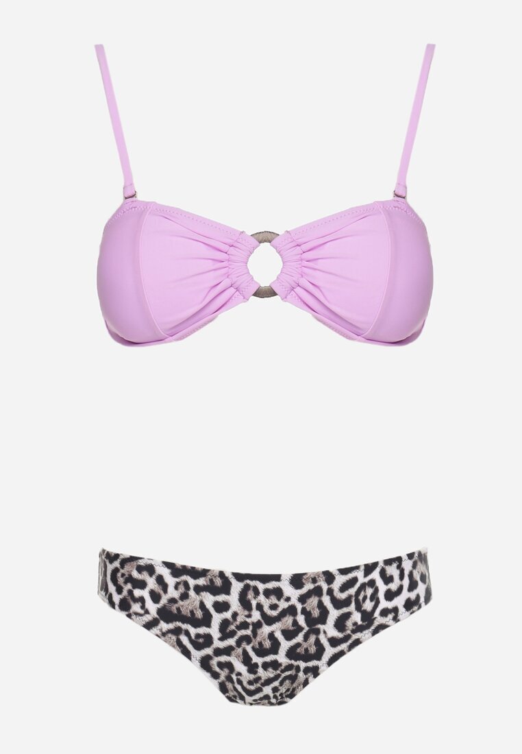  Bikini Violet cu imprimeu de leopard cu bretele subțiri Naiahes