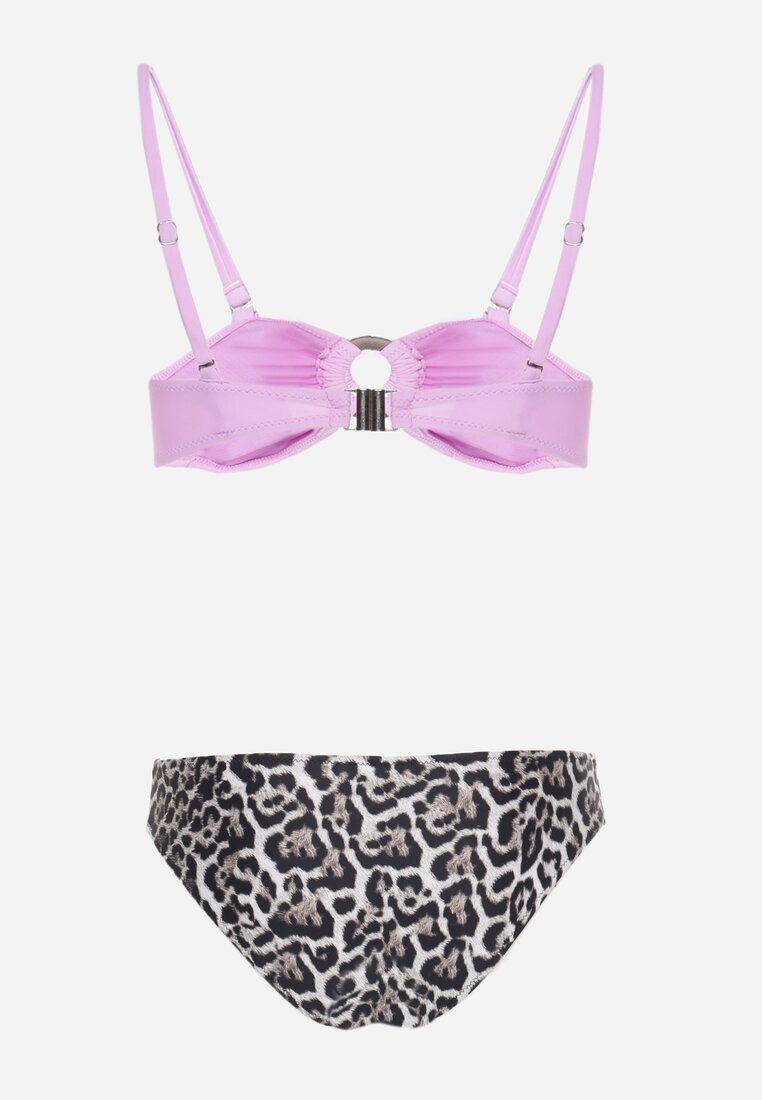  Bikini Violet cu imprimeu de leopard cu bretele subțiri Naiahes