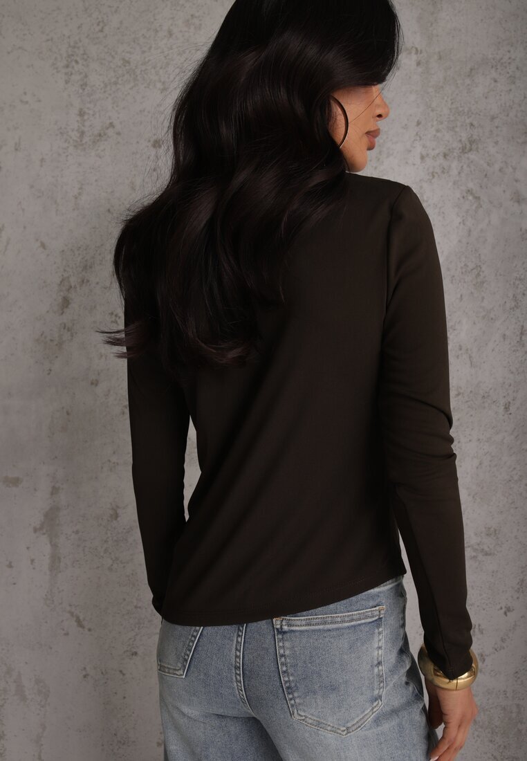 bisou's project Bluză Maro Longsleeve cu Croială Asimetrică cu Pernuțe la Umeri Tusandia