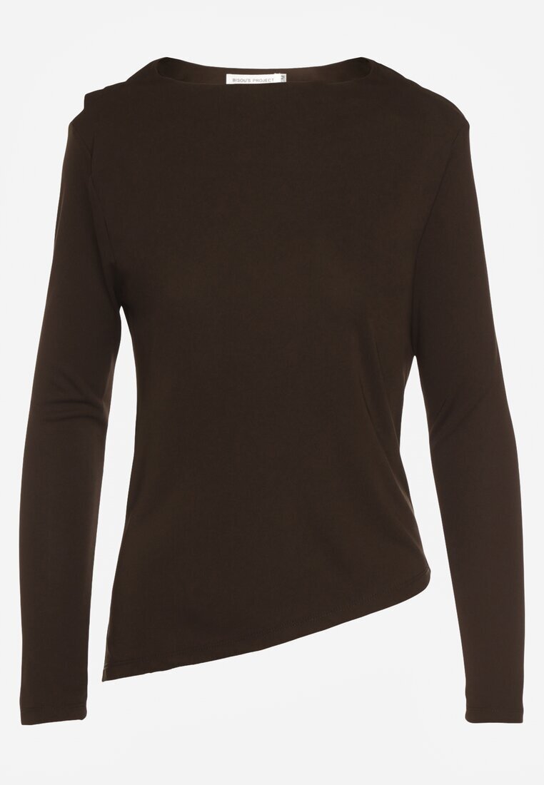 bisou's project Bluză Maro Longsleeve cu Croială Asimetrică cu Pernuțe la Umeri Tusandia
