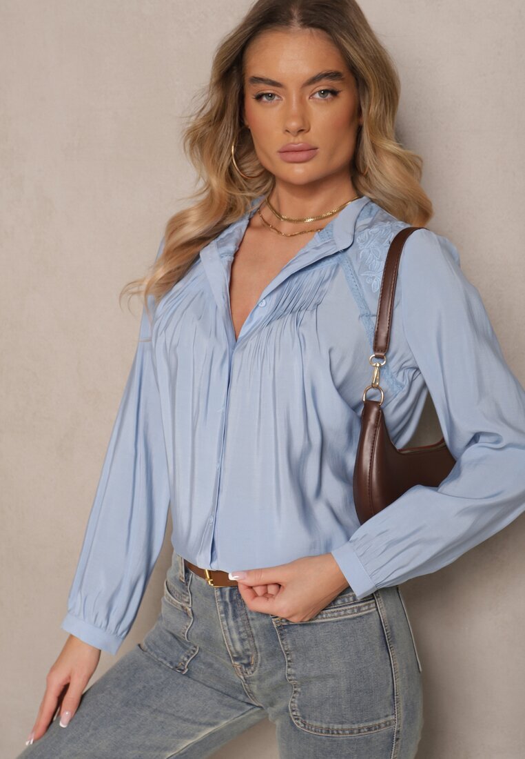 bisou's project Cămașă albastru deschis decorată cu model brodat Erinalis