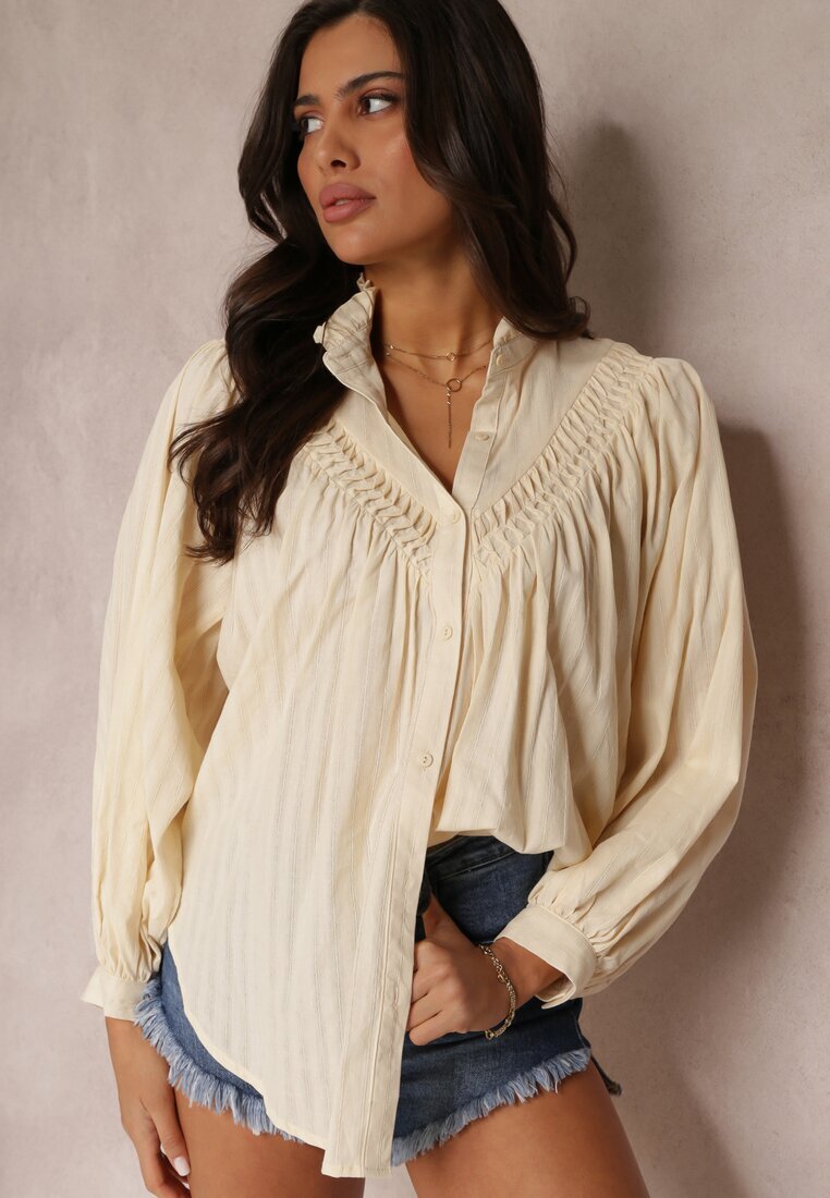 bisou's project Cămașă bej oversize din bumbac Endona