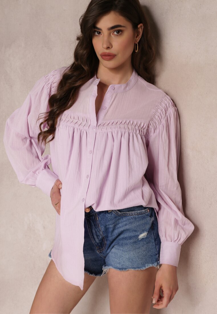 bisou's project Cămașă Violet din bumbac cu inserții decorative Lakinia