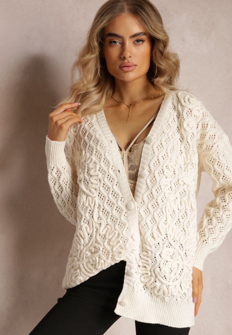 bisou's project Cardigan Bej deschis Ajurat cu nasturi Oreitha