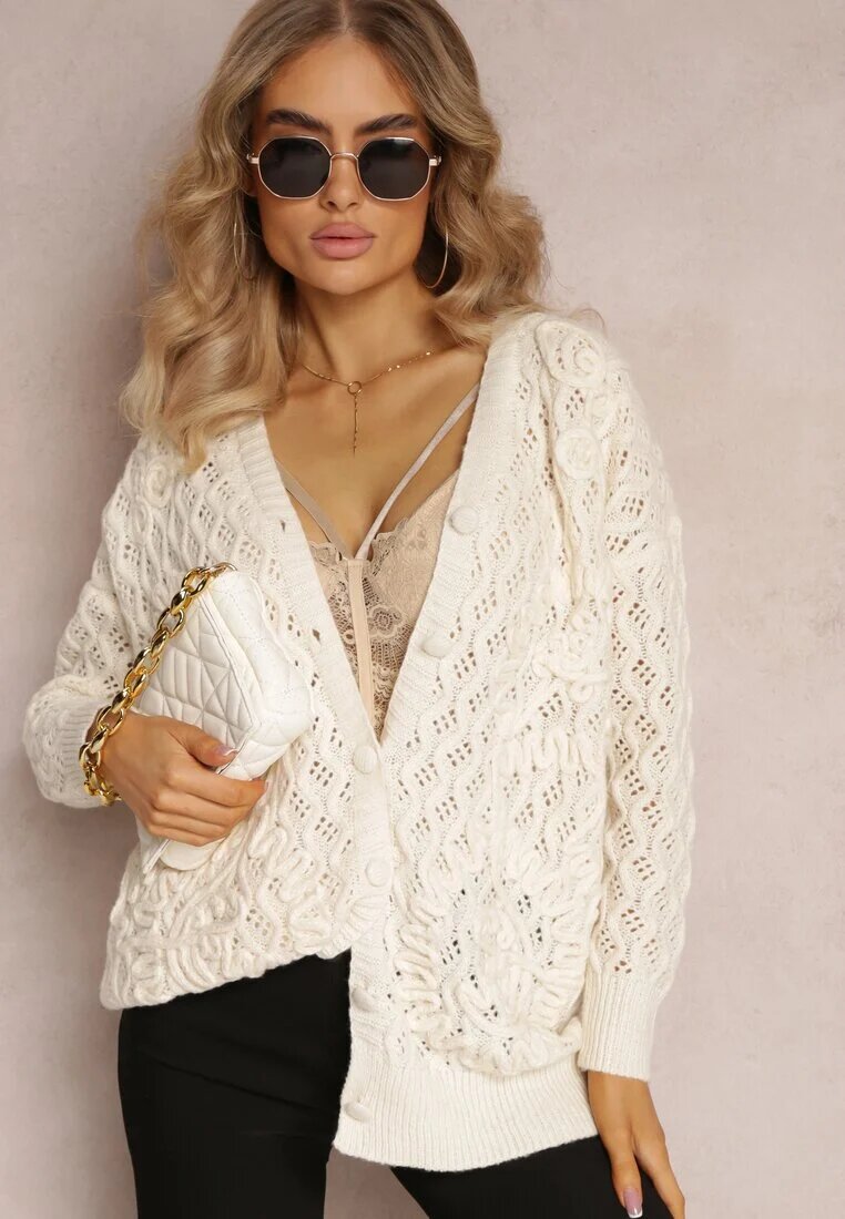 bisou's project Cardigan Bej deschis Ajurat cu nasturi Oreitha