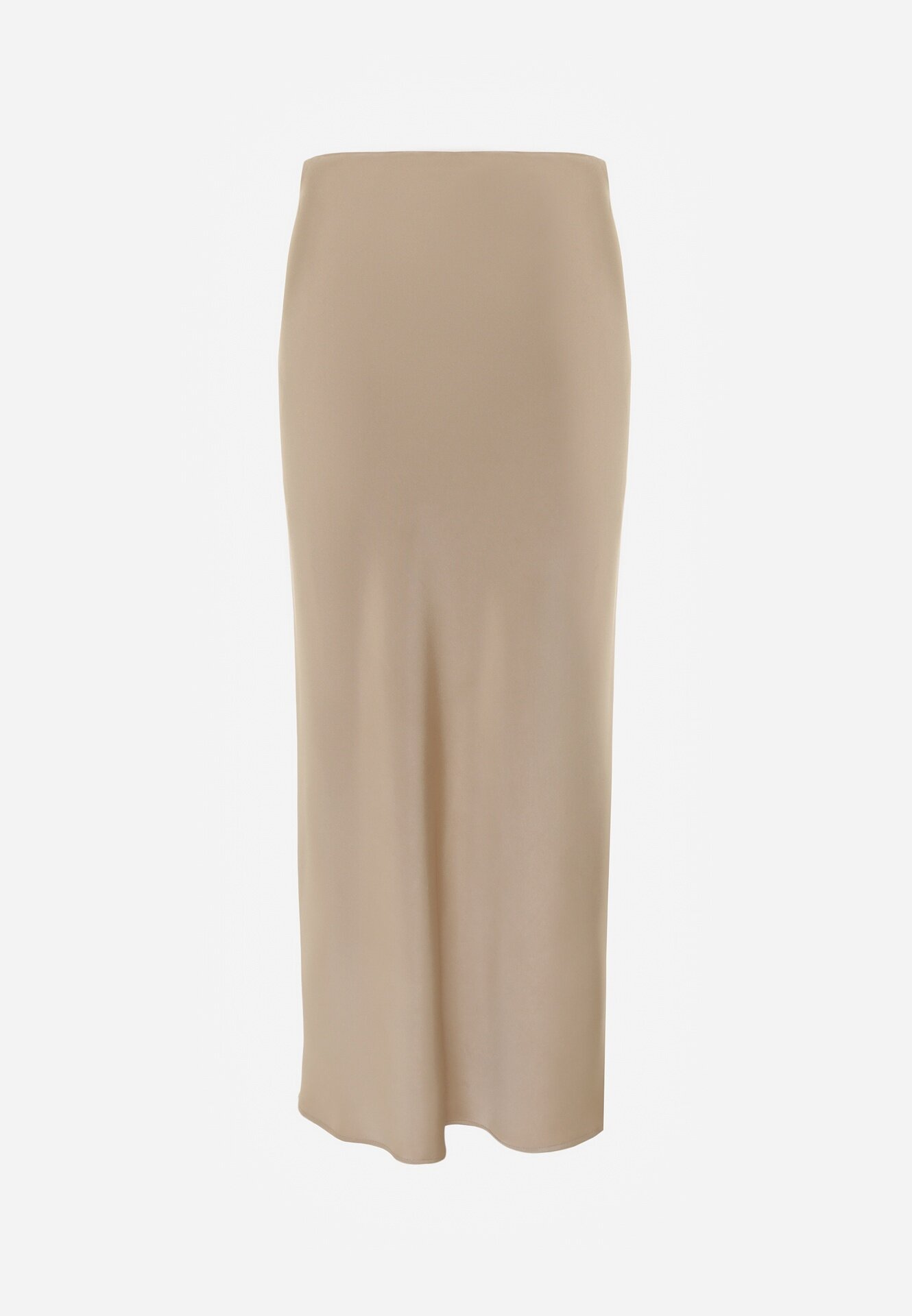 bisou's project Fustă bej din satin maxi cu talie înaltă Formia