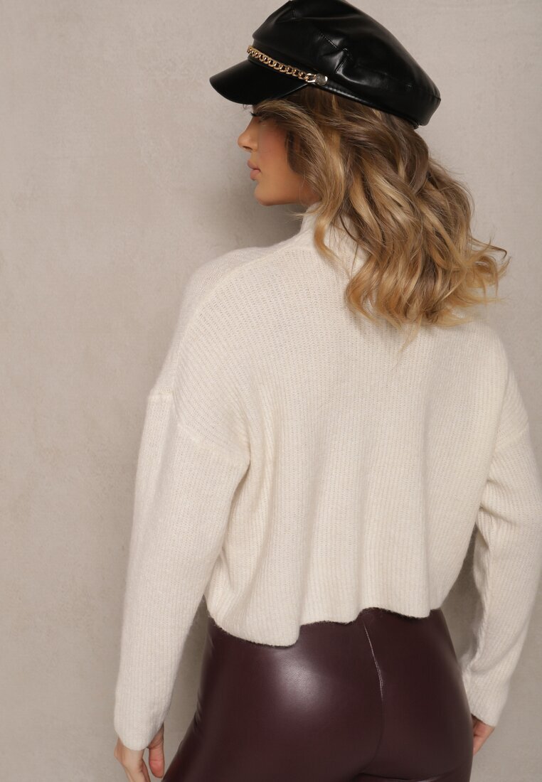 bisou's project Maletă Bej deschis cu Lână cu Croială Oversize cu Floare 3D și Paiete Zolimi