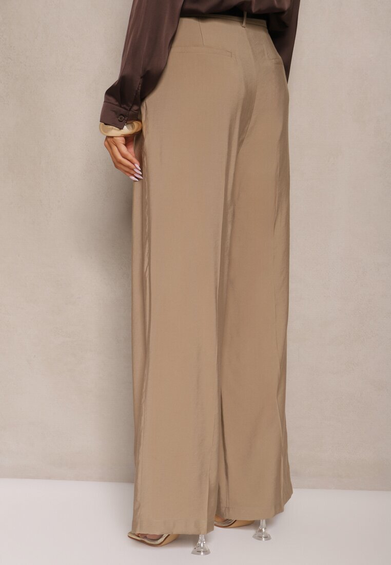 bisou's project Pantaloni Bej De Costum Talie Înaltă Cu Croială Largă Efrase