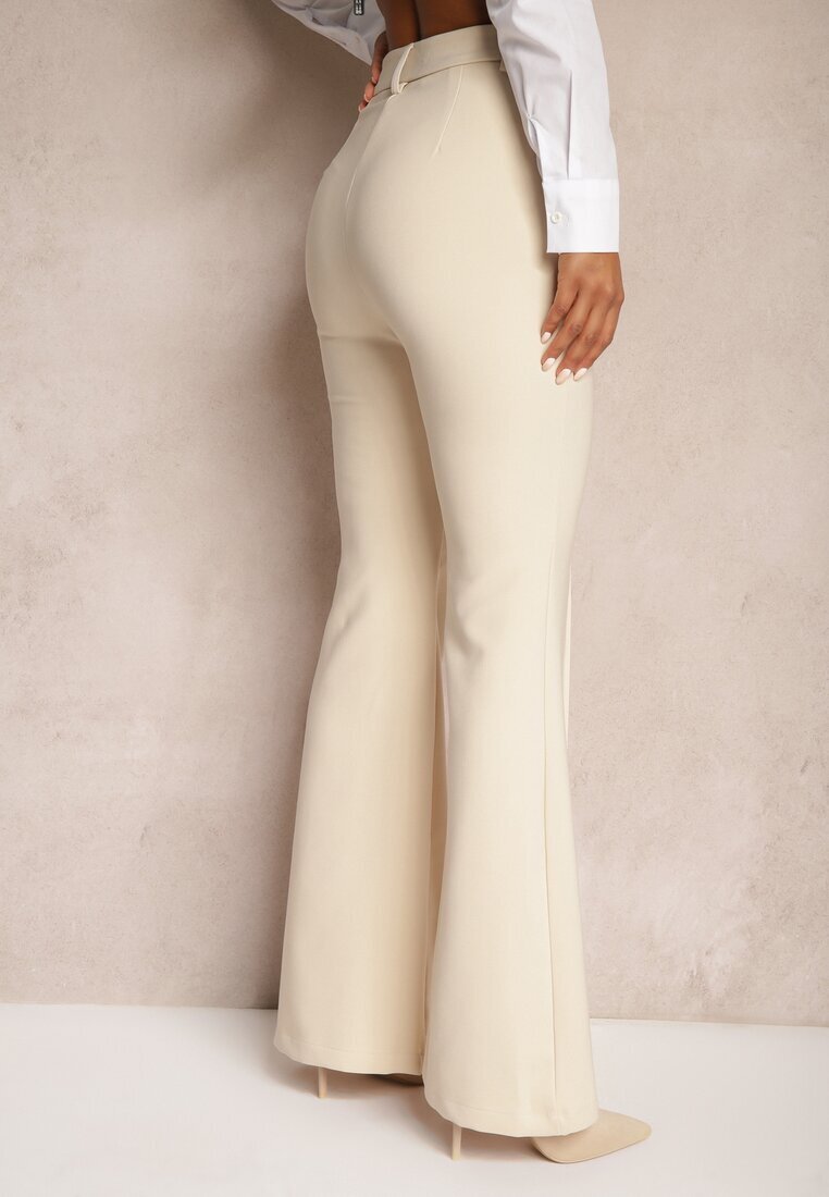 bisou's project Pantaloni bej evazați High Waist Fani