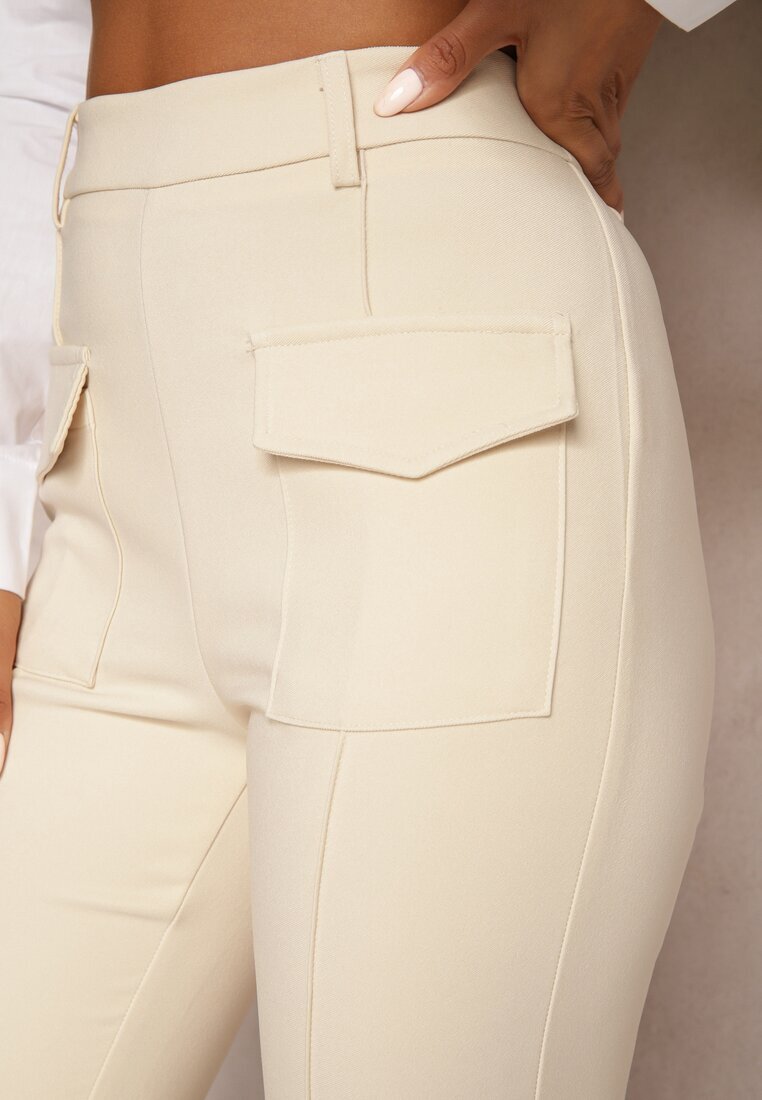 bisou's project Pantaloni bej evazați High Waist Fani